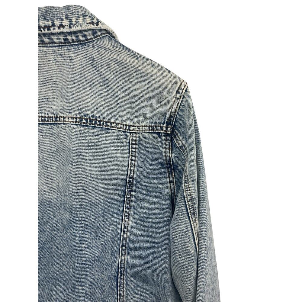 Denim Jean Jacket Large Women's Blue Trucker Light Stonewash Casual 90s Y2k - Picture 4 of 7